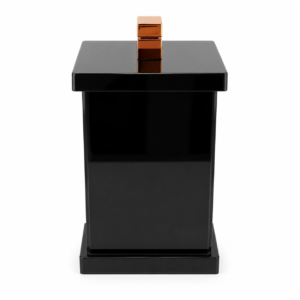 POTE ACRÍLICO PRETO COM PUXADOR COBRE
