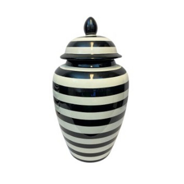 POTICHE DE CERAMICA PRETO E BRANCO M