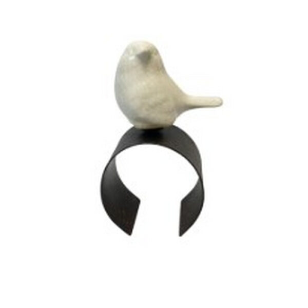 ANEL P/ GUARDANAPO PASSÁRO BRANCO DE PORCELANA