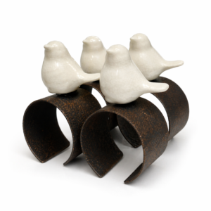 ANEL P/ GUARDANAPO PASSÁRO BRANCO DE PORCELANA