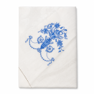 TOALHA DE LAVABO DE LINHO BEGE /AZUL
