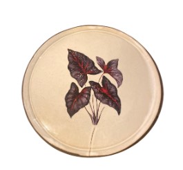PRATO  CERAMICA ESTAMPADO FOLHAGEM