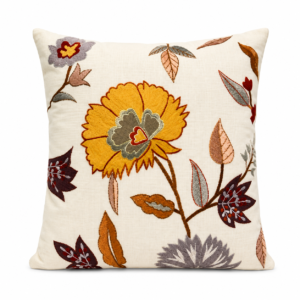 Almofada Floral em Algodão com Flores Amarelas