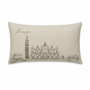 Almofada Retangular Veludo Bordada Veneza