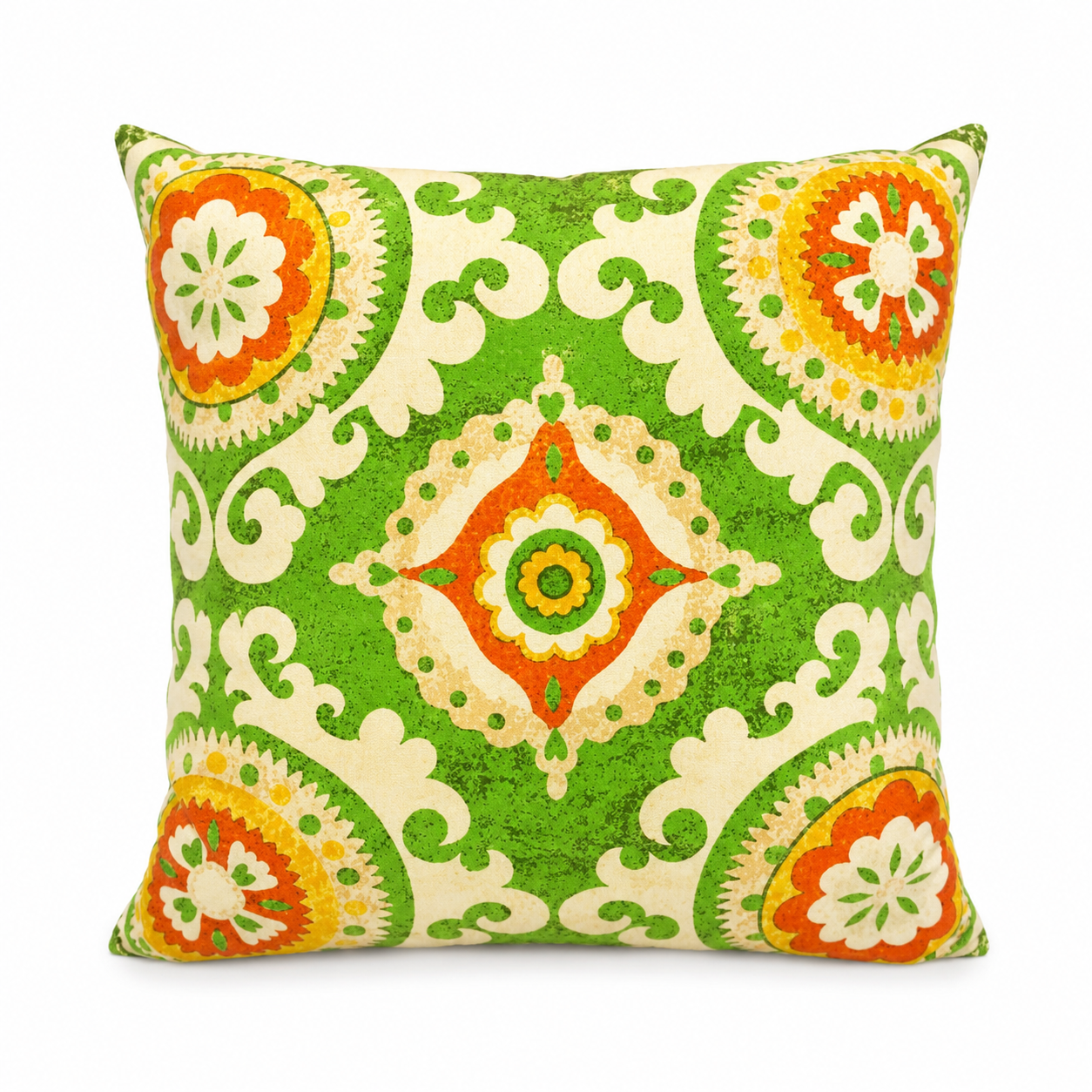 Almofada Decorativa Verde com Estampa Arabesco Colorido