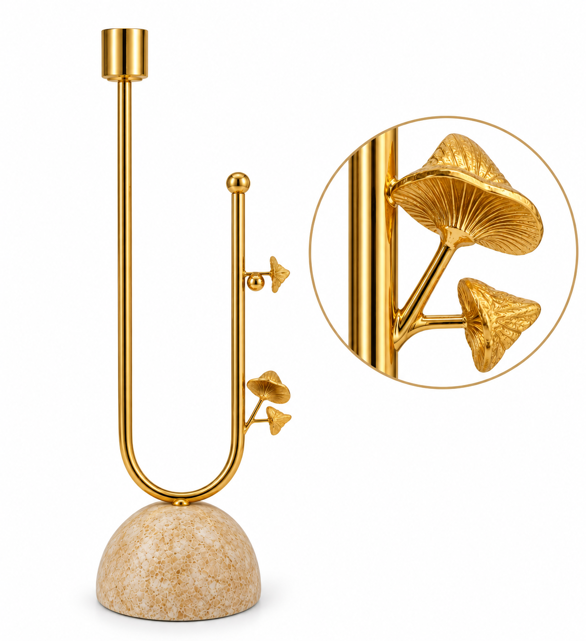 CASTIÇAL DOURADO COGUMELO - Imagem 3