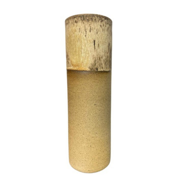 VASO CERAMICA TUBO DETALHE MARROM - P