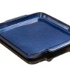 PETISQUEIRA QUADRADA EM MADEIRA E CERAMICA AZUL COM 1 TRAVESSA