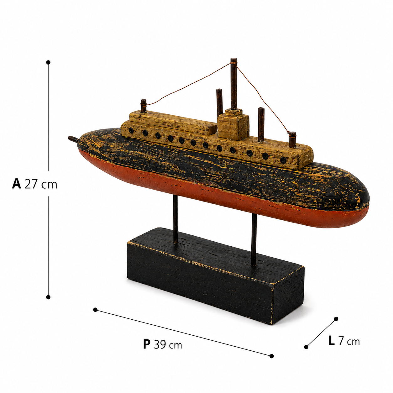 ESCULTURA DE MADEIRA SUBMARINO - G - Imagem 2