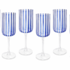 TAÇAS DE VIDRO TRANSPARENTE COM RISCOS AZUIS - 6 PCS