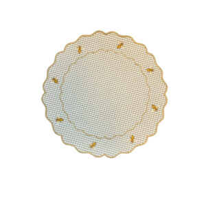 JOGO AMERICANO XADREZ CAQUI REDONDO BORDADO ABELHAS-NAO IMPERMEAVEL