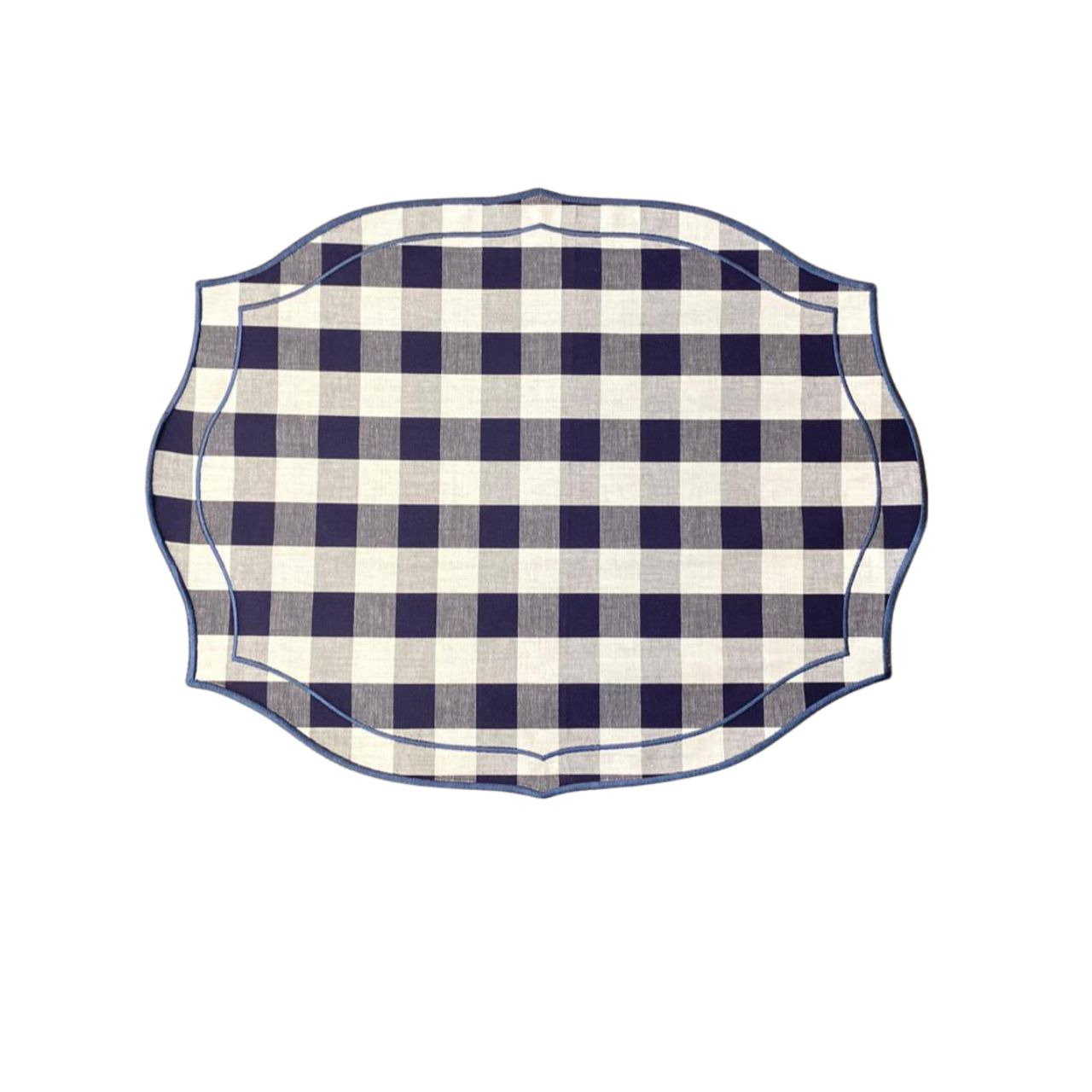 JOGO AMERICANO VALENTINA " DUPLA FACE " XADREZ AZUL BIG