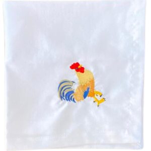 GUARDANAPO BORDADO GALO TECIDO BRANCO