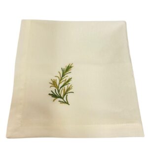 GUARDANAPO BORDADO ALECRIM TECIDO OFF-WHITTE