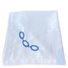 GUARDANAPO  BORDADO ELOS AZUL TECIDO BRANCO