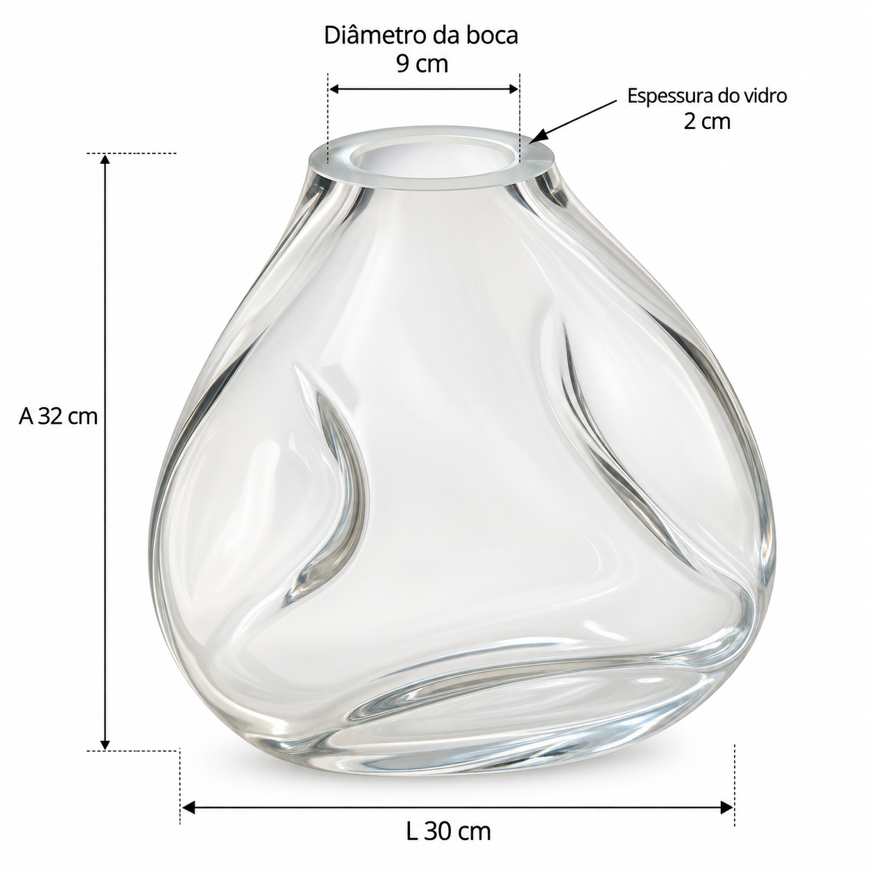VASO EM MURANO ORGÂNICO TRANSPARENTE - Imagem 2