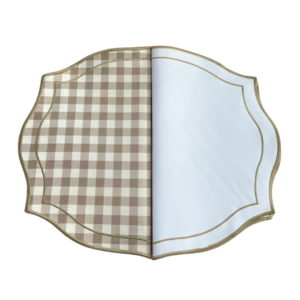 JOGO AMERICANO VALENTINA DUPLA FACE XADREZ LINHO CAQUI