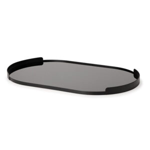 BANDEJA EM METAL COM VIDRO - G   PRETA