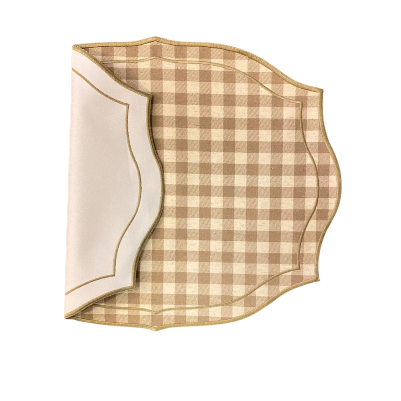 JOGO AMERICANO VALENTINA DUPLA FACE XADREZ LINHO CAQUI - Imagem 4