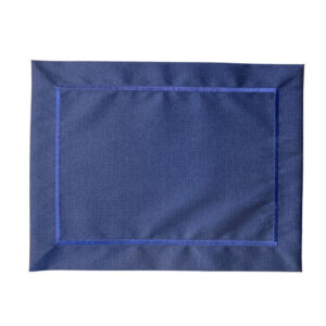 JOGO AMERICANO LINEN AZUL MARINHO COM BARRA BORDADA AZUL MARINHO