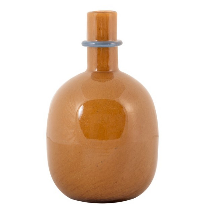 VASO DE VIDRO MARROM DETALHE AZUL