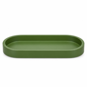 BANDEJA CERÂMICA OVAL VERDE  FOLHAS