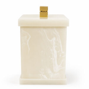 PORTA ALGODÃO E COTONETE COR TRAVERTINO PUXADOR DOURADO