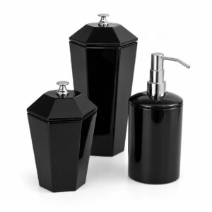 KIT BANHEIRO 3 PEÇAS - PRETO / CROMADO