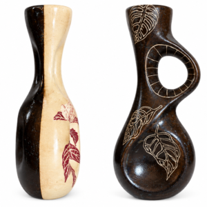Alternative view of VASO CERAMICA FOLHAGEM VERMELHA