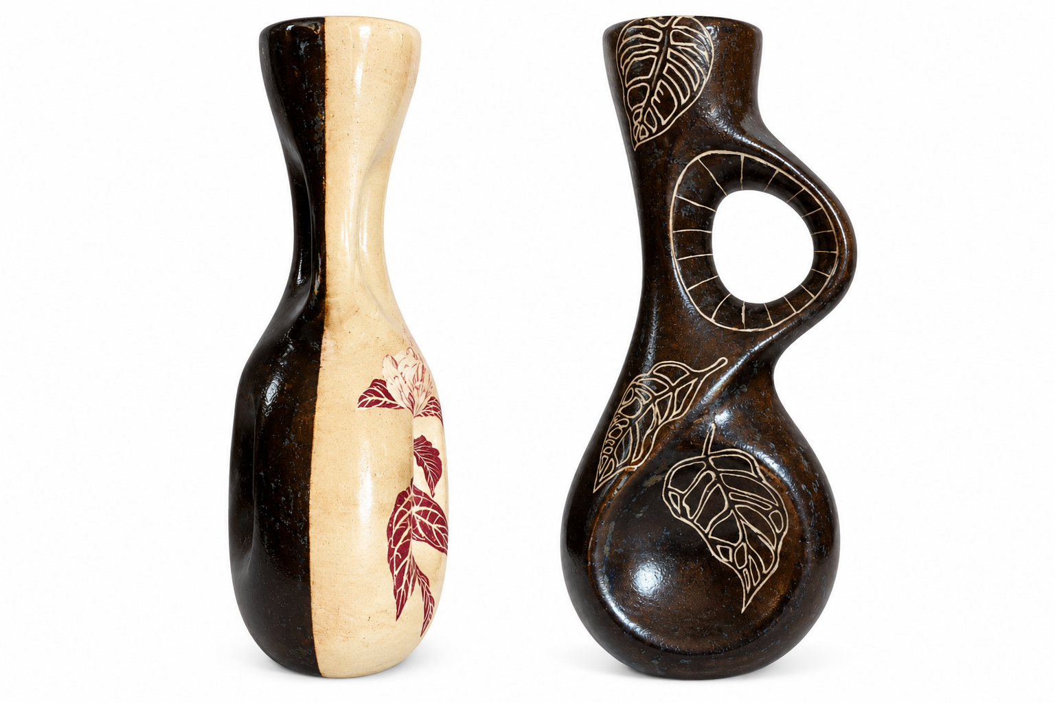 VASO CERAMICA FOLHAGEM VERMELHA - Imagem 2