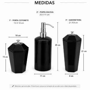 Alternative view of KIT BANHEIRO 3 PEÇAS - PRETO / CROMADO