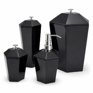 KIT BANHEIRO 4 PEÇAS - PRETO / CROMADO