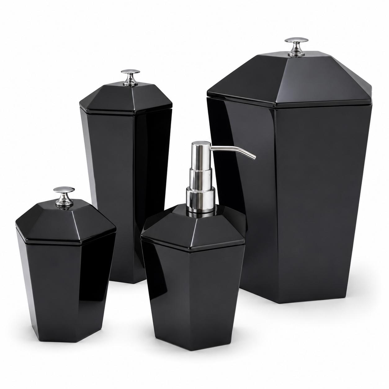 KIT BANHEIRO 4 PEÇAS - PRETO / CROMADO