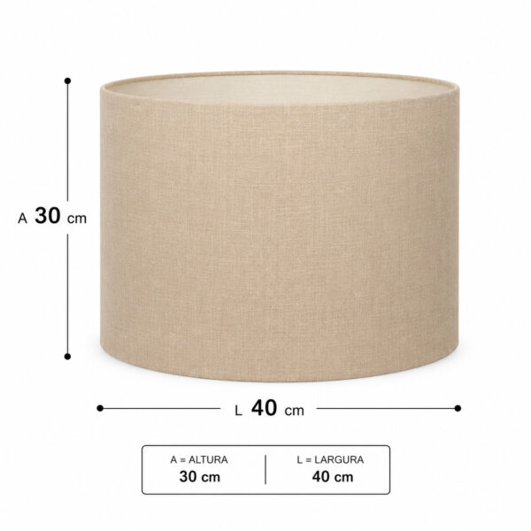 CÚPULA CILINDRICA LINHO CRU - 40 CM - Imagem 4