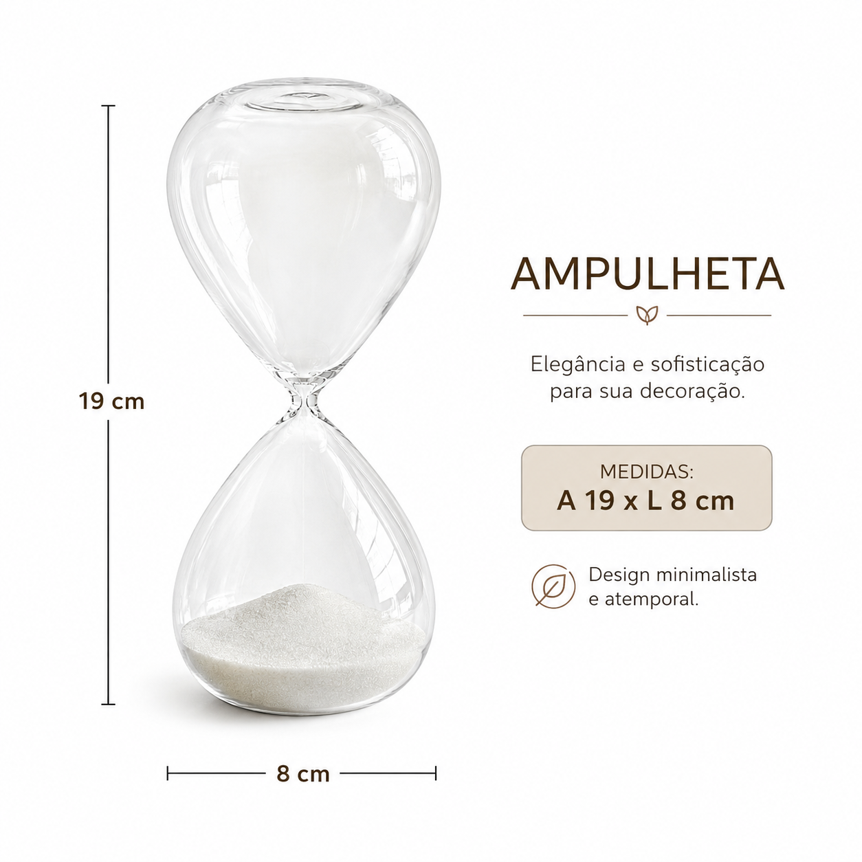AMPULHETA EM VIDRO COM AREIA BRANCA - Imagem 2