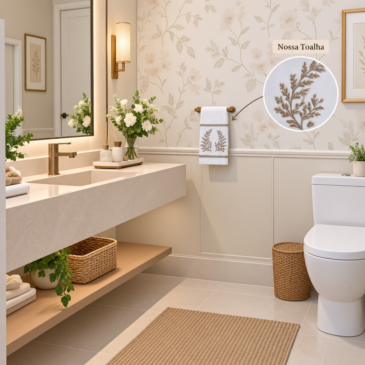 TOALHA DE LAVABO BORDADA RAMO - Imagem 3